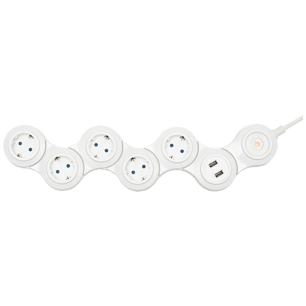 home Produžni kabl, podesivi, 5 utičnica, 1.5 mm²,1.4 met, USB - NVH 05K / USB slika 1