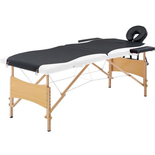 Sklopivi masažni stol s 2 zone drveni crno-bijeli slika 18