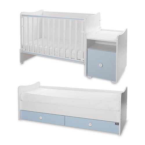 LORELLI TREND PLUS Modularni krevetić 4in1 s Mehanizmom Ljuljanja White/Baby Blue slika 8