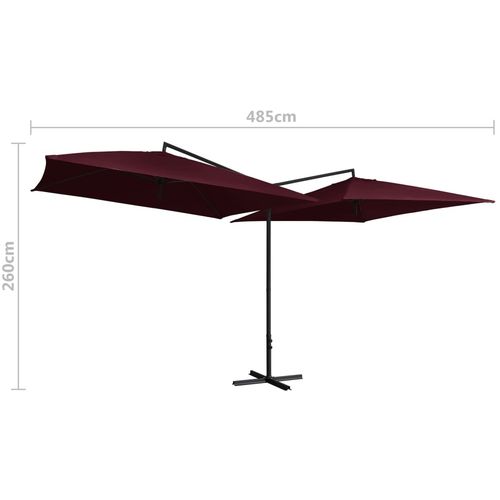 Dvostruki suncobran s čeličnom šipkom 250 x 250 cm bordo slika 17