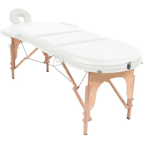 Sklopivi masažni stol debljine 4 cm s 2 jastučića ovalni bijeli slika 10