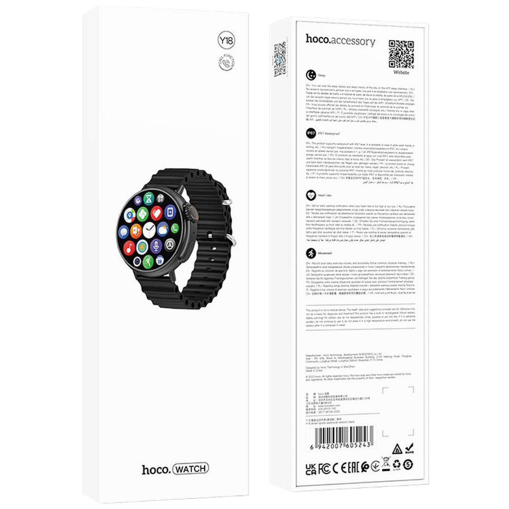 hoco. Pametni sat, 1.52" zaslon, Bluetooth - Y18 Black slika 3