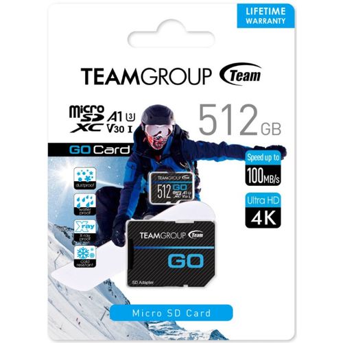 TeamGroup MICRO SDHC/SDXC 512GB GO UHS-I U3 V30, 100/90MB/s +SD Adapter TGUSDX512GU303 slika 4