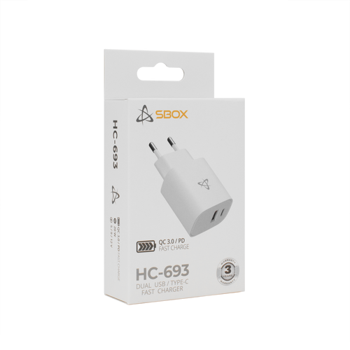 Sbox USB kućni punjač HC-693 / 2 ULAZA - 20W QC Bijeli slika 5