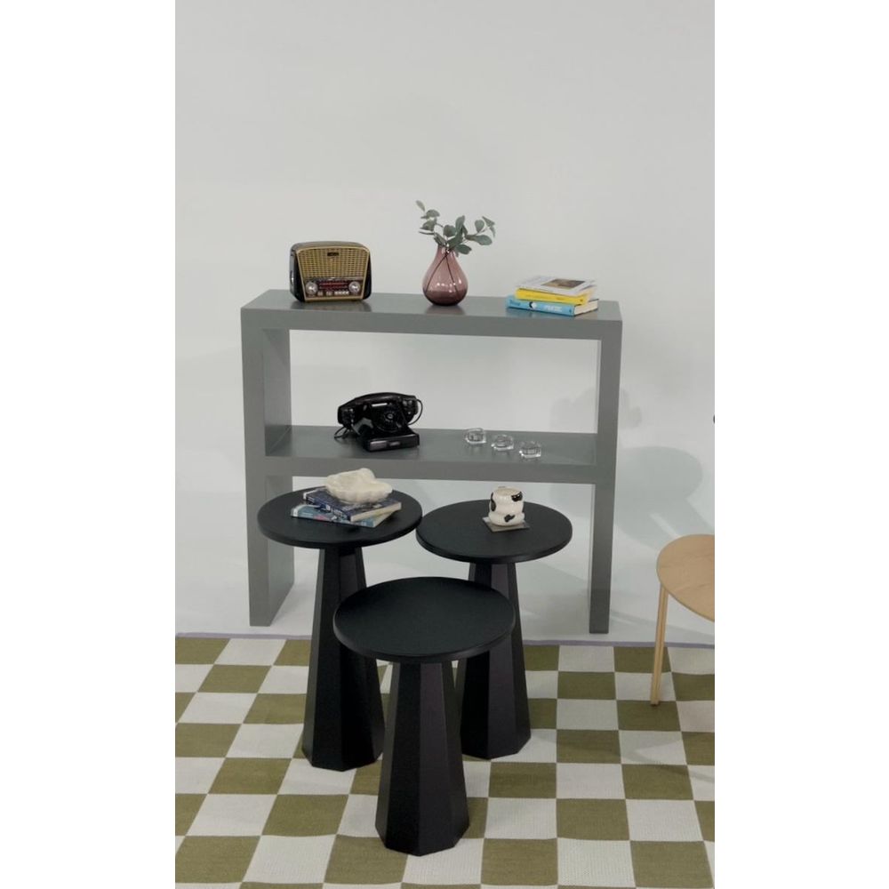 Set bočnih stolova "Lilyum" (57 + 52 + 47) - boja: Crna slika 1