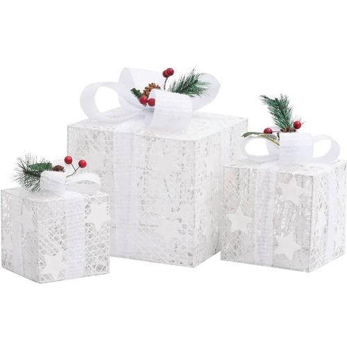 Ukrasne božićne kutije za poklone 3 kom bijele slika 13