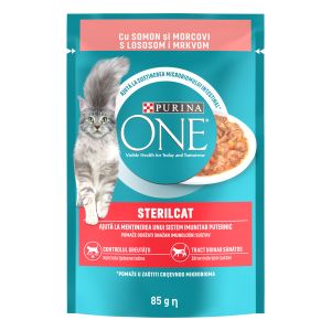 Purina ONE Hrana za mačke, mini fileti s lososom i mrkvom u umaku Sterilcat Adult 85g