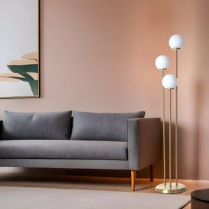 Podna lampa Judy - 3L – eskitme bijela boja, stakleni poklopac