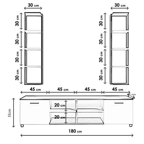 TV Polica L512 u Crno-Beloj Boji slika 7