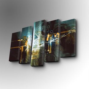 5PUC-120 Multicolor Decorative Canvas Painting (5 Pieces)