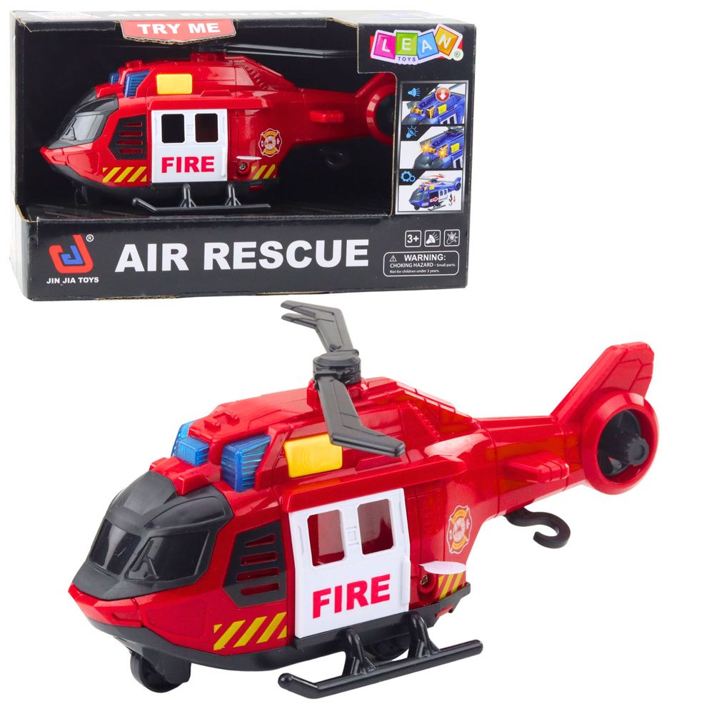 Vatrogasni helikopter sa svjetlima i zvukovima dizalice crvene boje slika 1