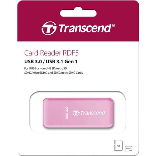 Transcend TS-RDF5R Card reader, Mini F5, USB3.0, SD/MicroSD SDHC/SDXC/UHS-I, Pink slika 3