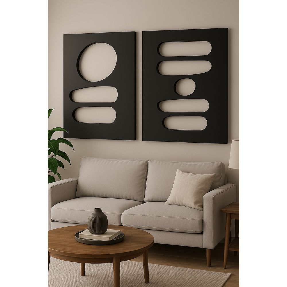 Dekorativna MDF slika (2 komada) Hhloyma00002 - 40 x 60, boja: crna slika 1