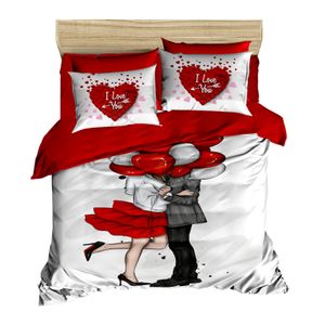 Set Posteljine Double 154 Bijelo-Crveno-Crna