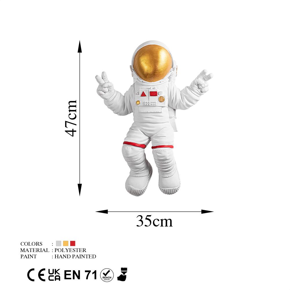 Astronaut u Položaju Mira - Dekorativni Zidni Ukras od Bijelog Zlata slika 10
