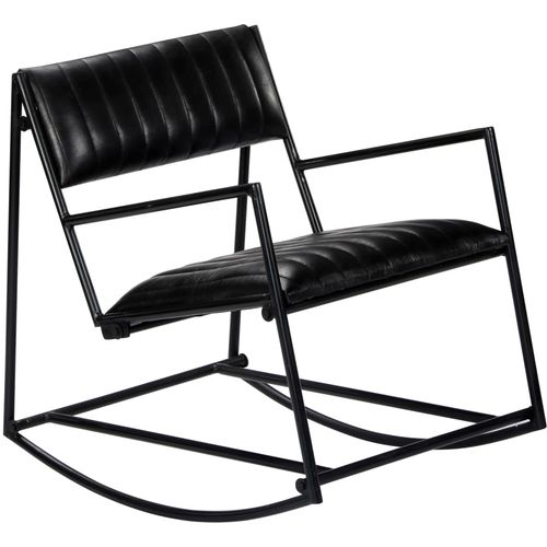 282905 Rocking Chair Black Real Leather slika 1