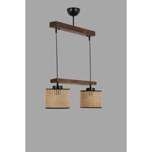 David 2 li sıralı ceviz rattan abajurlu sarkıt Vintage Chandelier