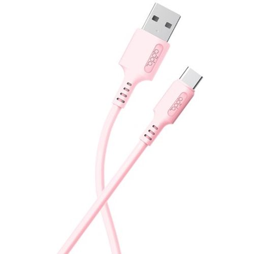 Kabel ADDA USB-200-LP, Fusion Charge+Data, USB-A na Type-C, 3.1A, Premium TPE, 1.2m, baby roza slika 1