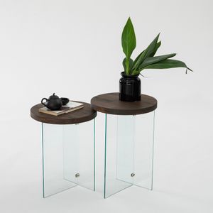 Set stolića za kafu Serenity 2 - Transparentni, Orah