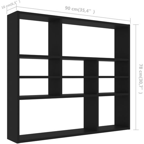 Zidna polica crna 90 x 16 x 78 cm od iverice slika 12