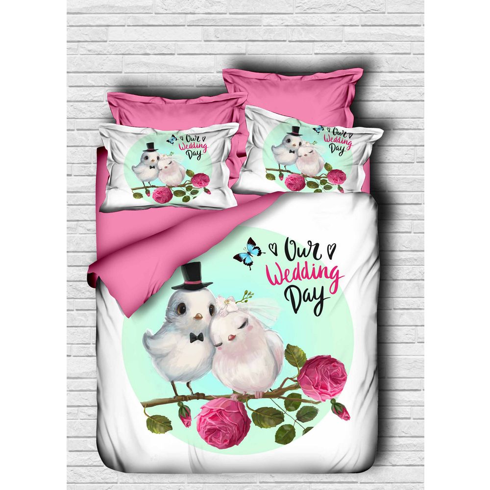 Set Posteljine u Bojama Roze, Bijele i Menta Zelene - Single Veličina slika 1