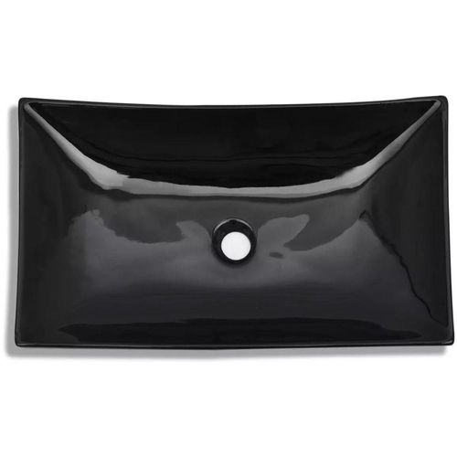 Keramički Kupaonski Umivaonik Crni Pravokutni slika 5