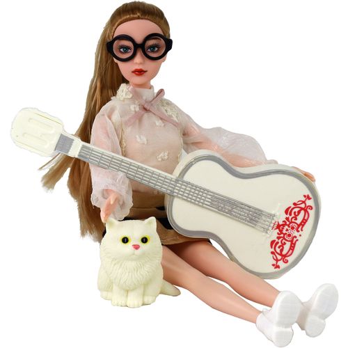 Lutka Emily s gitarom i bijelom macom slika 4