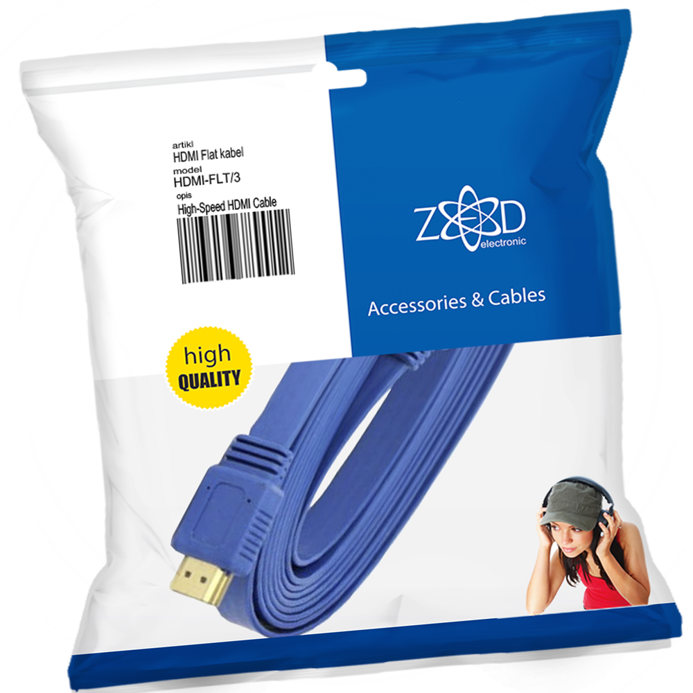 ZED electronic HDMI kabl, plosnati, 3.0 met, ver. 2.0, 3D, Ethernet - HDMI-FLT/3 slika 1