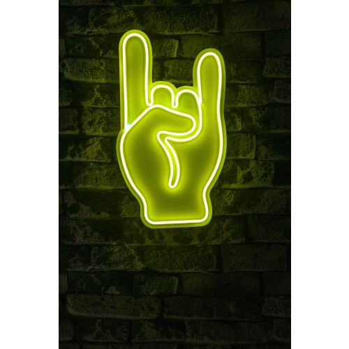 Wallity Ukrasna plastična LED rasvjeta, Rock N Roll Sign - Yellow slika 2