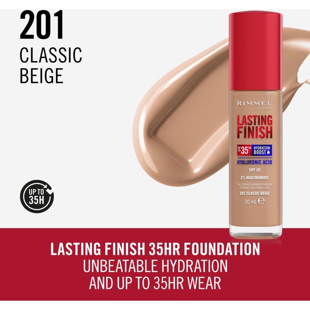 Rimmel Tečni puder Lasting Finish Liquid 201 Classic Beige 30ml slika 3