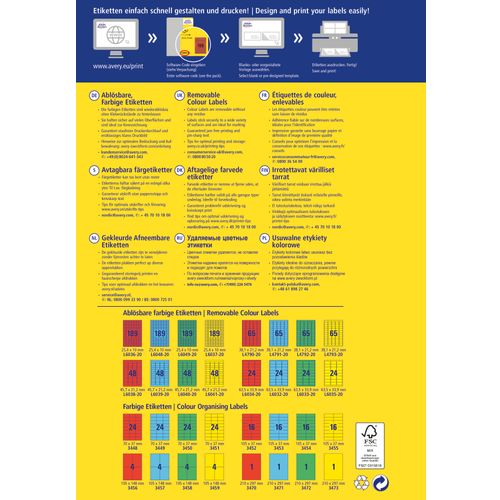 Avery Zweckform L6038REV-20 lako uklonjive naljepnice A4 45,7x21,2mm 20 listova 960 naljepnica crvene slika 3
