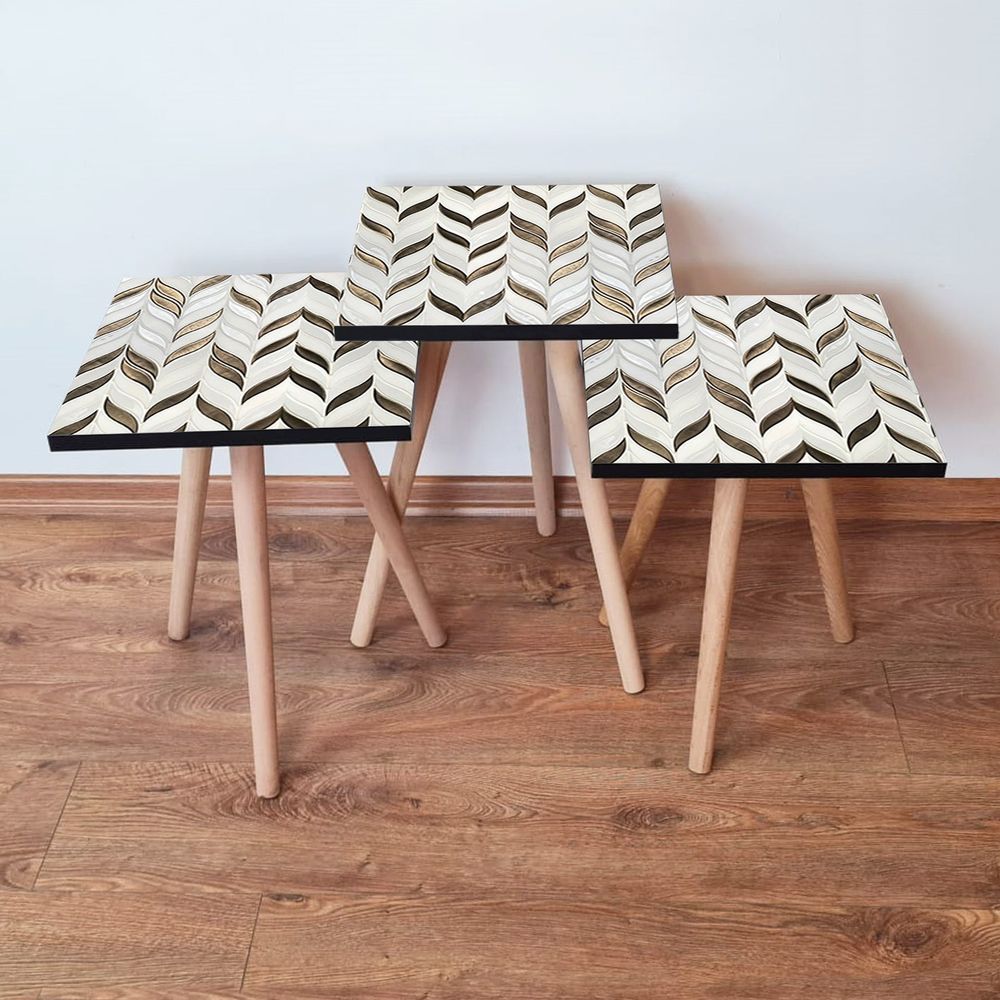 Nesting Table 3Shp268 - Set od 3 komada u bijeloj i bronzanoj boji slika 1