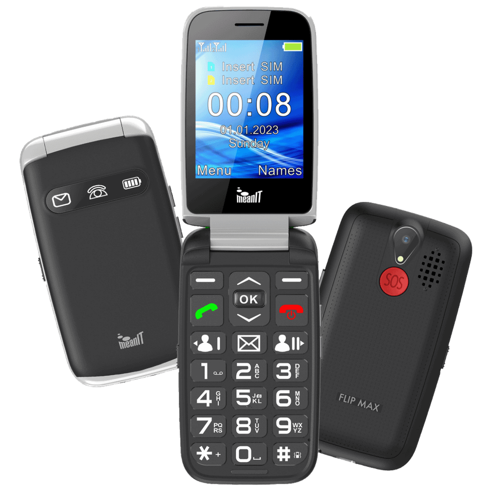 MeanIT Telefon mobilni, 2.8" ekran, Dual SIM, SOS tipka - SENIOR FLIP MAX Black slika 5