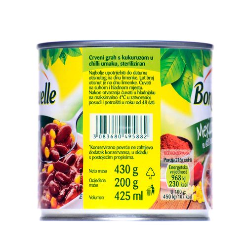 Bonduelle Mexicana, Crveni grah s kukuruzom u chilli umaku 430g, ocjeđena masa 200g slika 2