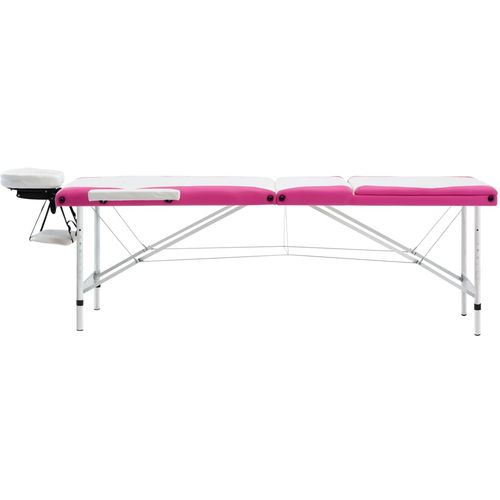 Sklopivi masažni stol s 3 zone aluminijski bijelo-ružičasti slika 3