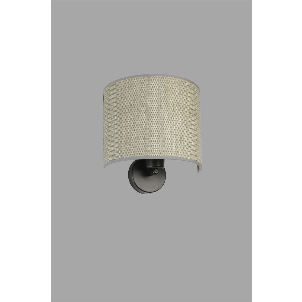 Bambu 06 Abajurlu Oval Aplik Bež Crna Zidna Lampa slika 3