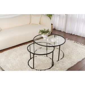 Set staklenih stolova Aurum -  80, 60 - Crni, Transparentni