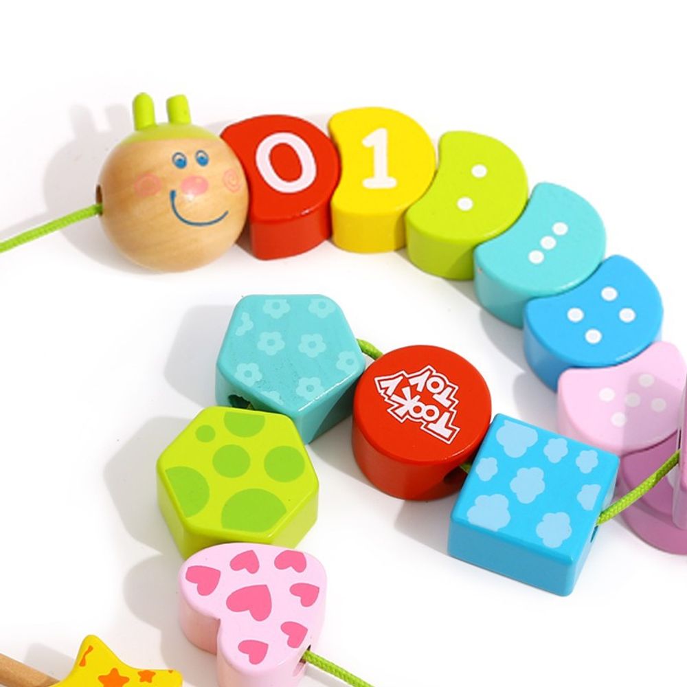 Tooky toy drveni blokovi za navlačenje gusjenice koja uči brojati 20 kom. slika 3