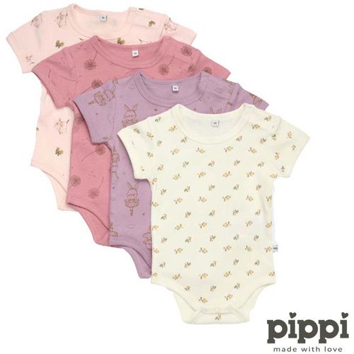 Pippi - Bodi kratki rukav s printom (4 kom), Dusty Rose, vel. 62 slika 2