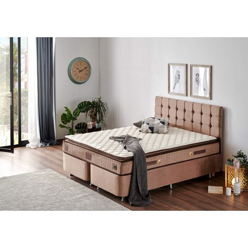 Woody Fashion Madrac, Bijela boja Smeđa, W Cotton 180x200 cm Double Size Firm Mattress slika 1