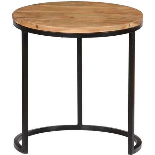 3-dijelni set stolića za kavu od masivnog bagremovog drva s obradom od šišama slika 51