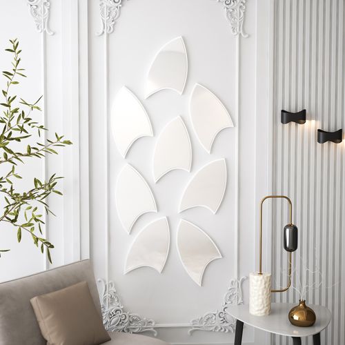 Damla Large - White White Decorative Chipboard Mirror slika 1