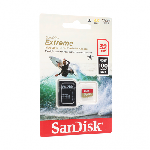 Mem. Kartica SanDisk SDHC 32GB Extreme micro 100MB/s V30 UHS-I U3+ SD adaperom slika 1