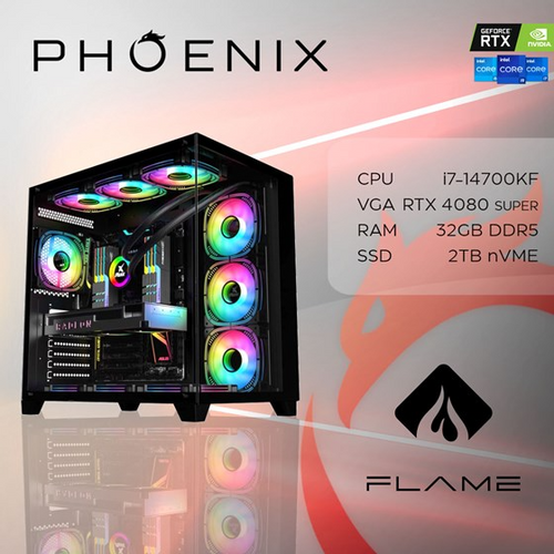 Phoenix računalo FLAME Y-608, Intel i7 14700KF, 32GB DDR5, NVME SSD 2TB, RTX 4080 SUPER 16GB slika 1