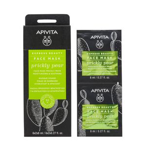Apivita Express beauty maska za lice s kaktusom za hidrataciju i umirivanje, 2x8 ml