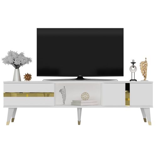 Woody Fashion Stalak za televizor, Vania - White, Gold slika 3