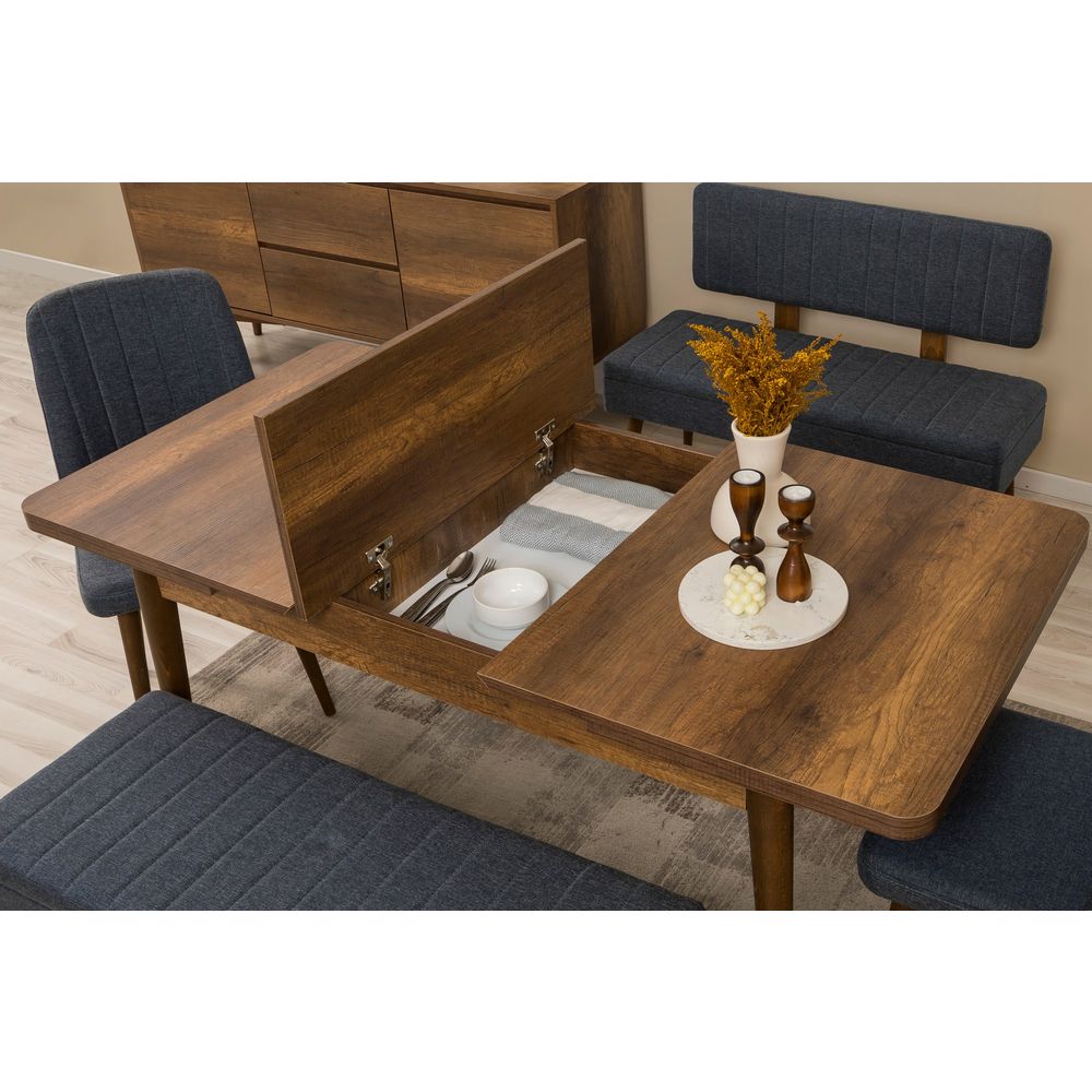 Vina Bench 04 1048 - Set Trpezarijskog Namještaja u Tamnom Plavom Orahu slika 5