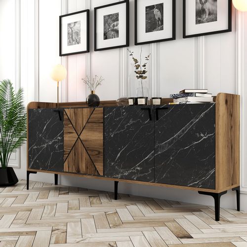 Woody Fashion Konzola, Venedik - Walnut, Black Marble slika 2