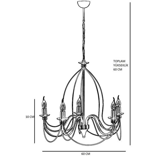 Berfin 5 Li Eskitme Rustik Multicolor Chandelier slika 5