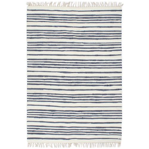 Ručno tkani tepih Chindi od pamuka 160 x 230 cm plavo-bijeli slika 1